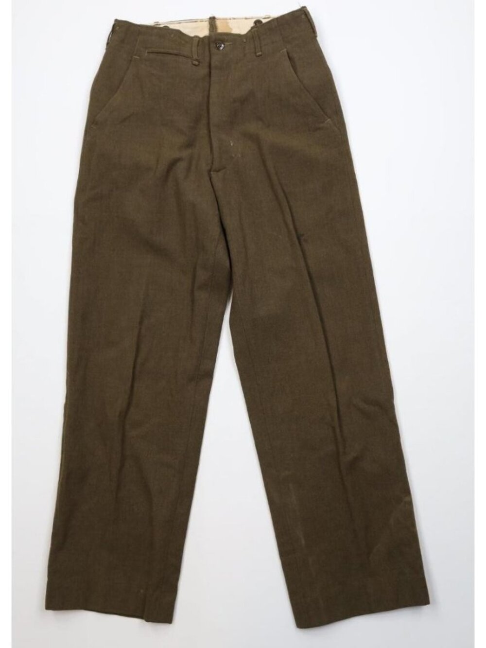 Vintage 50s Korean War Mens 27x31 OD33 18 oz Wool Field Trousers Pants Green USA
